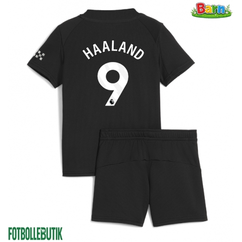 Manchester City Erling Haaland #9 Bortaställ Barn 2025-26 Kortärmad (+ Korta byxor)